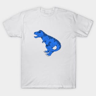 Blue T-Rex on Gray T-Shirt